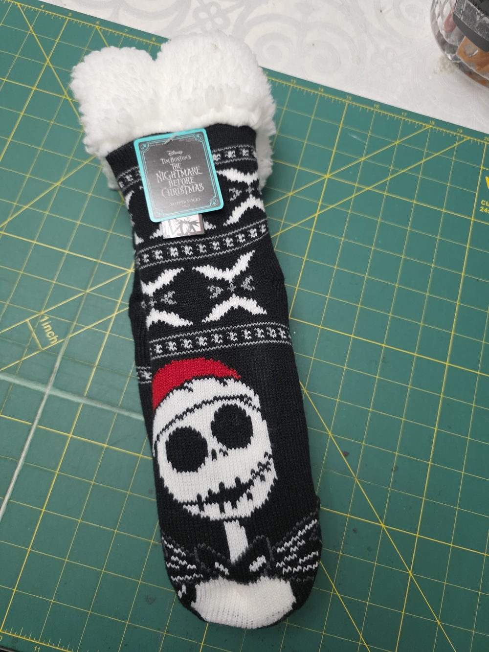 Disney Black and White Jack Skellington Sherpa-Lined Slipper Socks